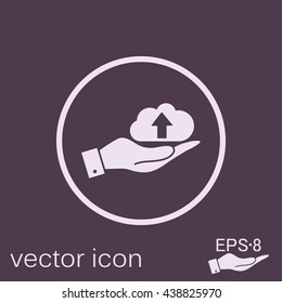 hand holding a cloud download. icon download files