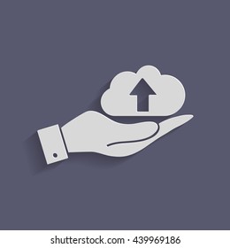 hand holding a cloud download. icon download files