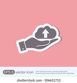 hand holding a cloud download. icon download files