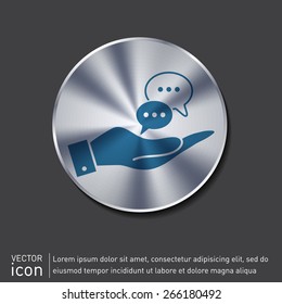 hand holding a the cloud of speaking dialogue