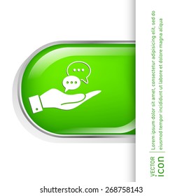 hand holding a the cloud of speaking dialogue