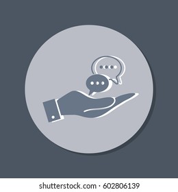 hand holding a the cloud of speaking dialogue