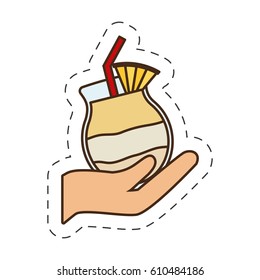 hand holding cocktail glass cup vector illustration eps 10