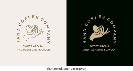 Hand Holding Coffee Bean logo illustration template for Coffee shop,  cafe, beverages brand