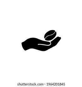 Hand holding coffee bean simple thin line icon vector illustration