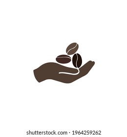 Hand holding coffee bean simple thin line icon vector illustration