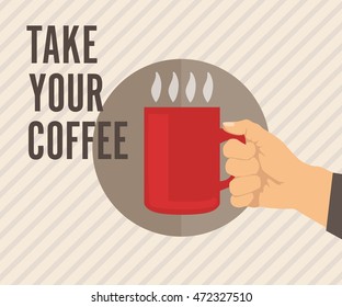 Hand holding coffee cup business flat design background