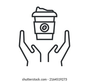 hand holding coffee cup. coffee concept. isolated on white background.
