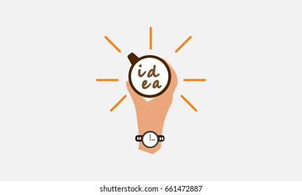hand holding coffee cup as idea ilustration concept