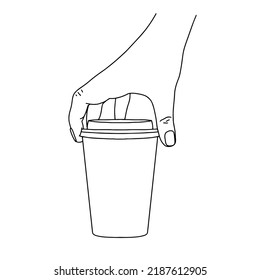 Hand holding Coffee Cup. The illustration is perfect for advertising, menu, food visualization.