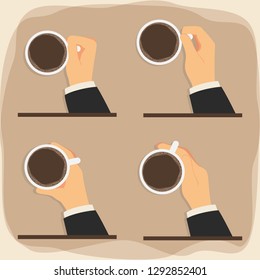 Hand holding a coffee cup in various illustration styles.
The perfect coffee cup for a collection of aromatic drinks, posters, banners, leaflets, labels