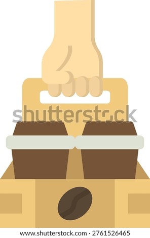 Hand Holding Coffee Cups in Cardboard Carrier