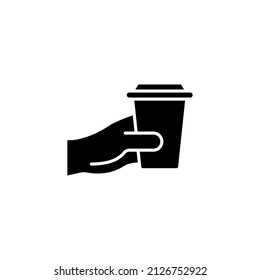 Hand Holding Coffee Icon In Vector. Logotype