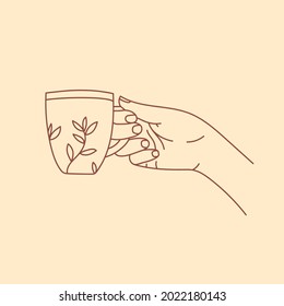 Hand holding coffee mug