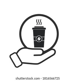 hand holding coffee sign