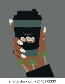 Hand Holding a Coffee Take Away at Cococnut Taste