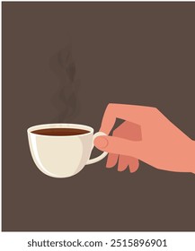 Hand holding cofffee cup stock illustration