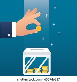 hand holding coin concept of making money for business and finance