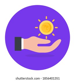 Moneda de mano, icono conceptual de la contribución 