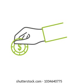 Hand holding coin design