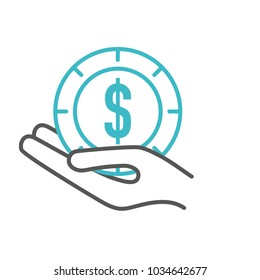 Hand holding coin design