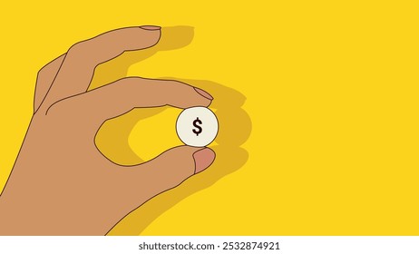 Hand holding coin with dollar symbol – perfect for finance, investment, and business themes