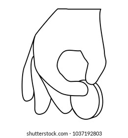 Hand holding a coin icon vector illustration graphic design