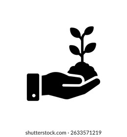 Hand Holding Coin with Small Plant Sprouting Symbolizing Investment Growth