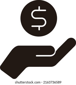 Hand holding coin vector icon