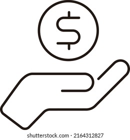 Hand holding coin vector icon