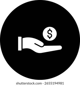 Icono de Vector de moneda de mano. Se puede utilizar para aplicaciones de impresión, móviles y de Web.