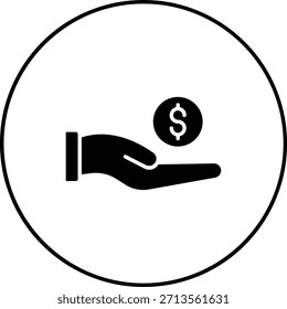 Icono de Vector de moneda de mano. Se puede utilizar para aplicaciones de impresión, móviles y de Web.