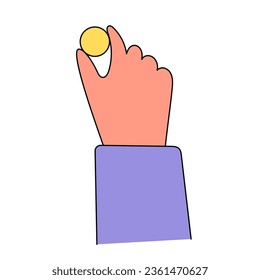 Hand holding coin. Vector illustration