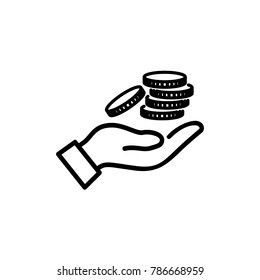 hand holding coins icon vector