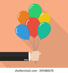 Hand Holding Balloon Ribbon Balloons Vector Illustration Stock Vector by  ©smashing  609196272