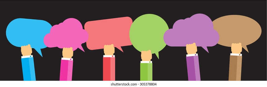 Hand Holding Colorful Speech Bubbles