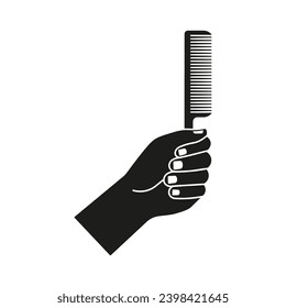 Hand holding a comb icon. Vector. Flat design.