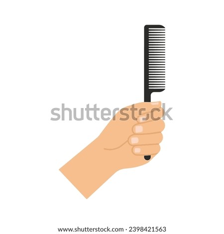 Hand holding a comb icon. Vector illustration. Flat design.