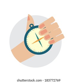 Hand Holding A Compass 