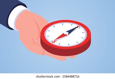 Hand holding compass, business financial guidance