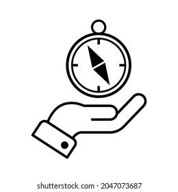 Hand Holding Compass Icon Vector Design Template.
