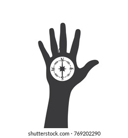 Hand holding a compass, vector illustration design. Hands collection.