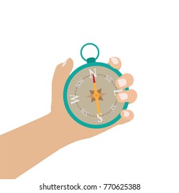 Hand holding a compass, vector illustration design. Hands collection.