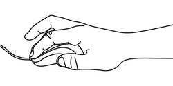 Hand holding computer mouse, illustration