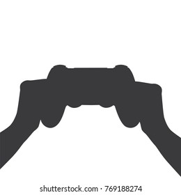 Hand holding a console controller, vector illustration design. Hands collection.