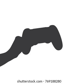 Hand holding a console controller, vector illustration design. Hands collection.