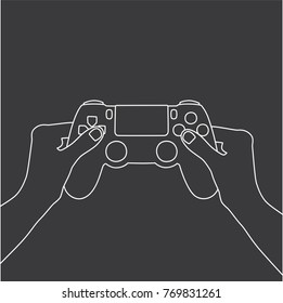 Hand holding a console controller, vector illustration design. Hands collection.