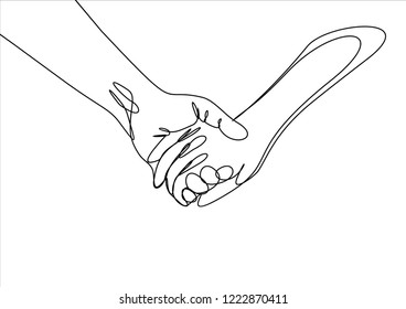 Hand Holding Continuous Line Stock Vector (Royalty Free) 1222870411