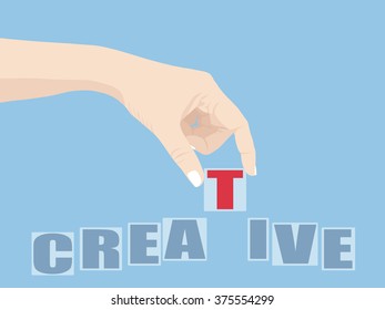 Hand Holding Creative word, Vector Illustration EPS 10.