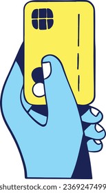 Hand holding credit card or bank card counting transferring giving receiving squeezing and showing money payment vector design